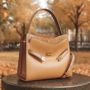 NEW Tory Burch Lee Radziwill Double Tiramisu Leather Small Shoulder Bag/Satchel